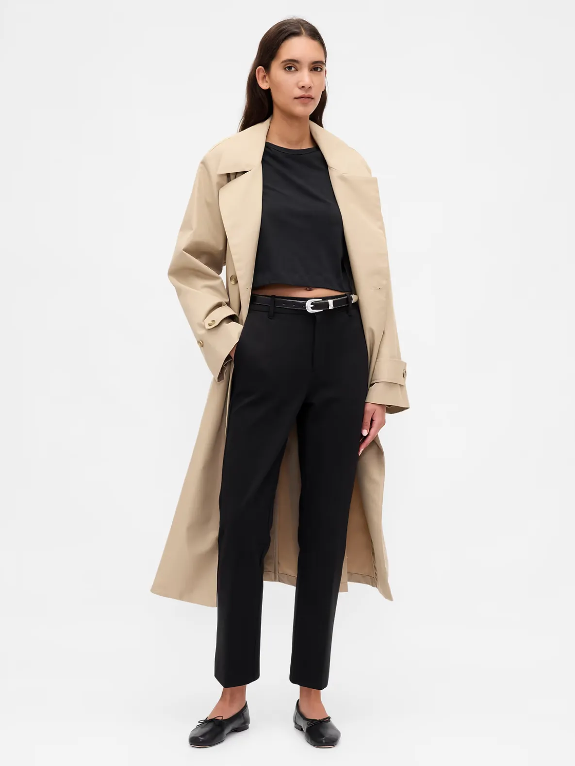 High Rise Double Knit Slim Crop Pants