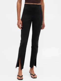 High Rise Double Knit Split-Hem Flare Pants