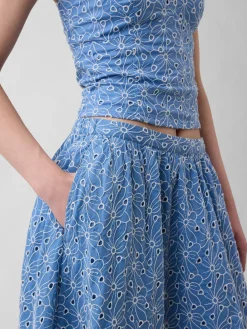 High Rise Eyelet Maxi Skirt