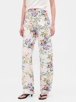 High Rise Floral Barrel Jeans