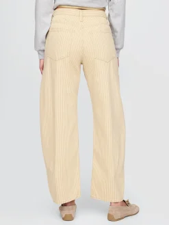 High Rise Khaki Stripe Barrel Jeans