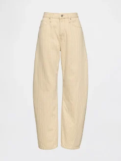 High Rise Khaki Stripe Barrel Jeans