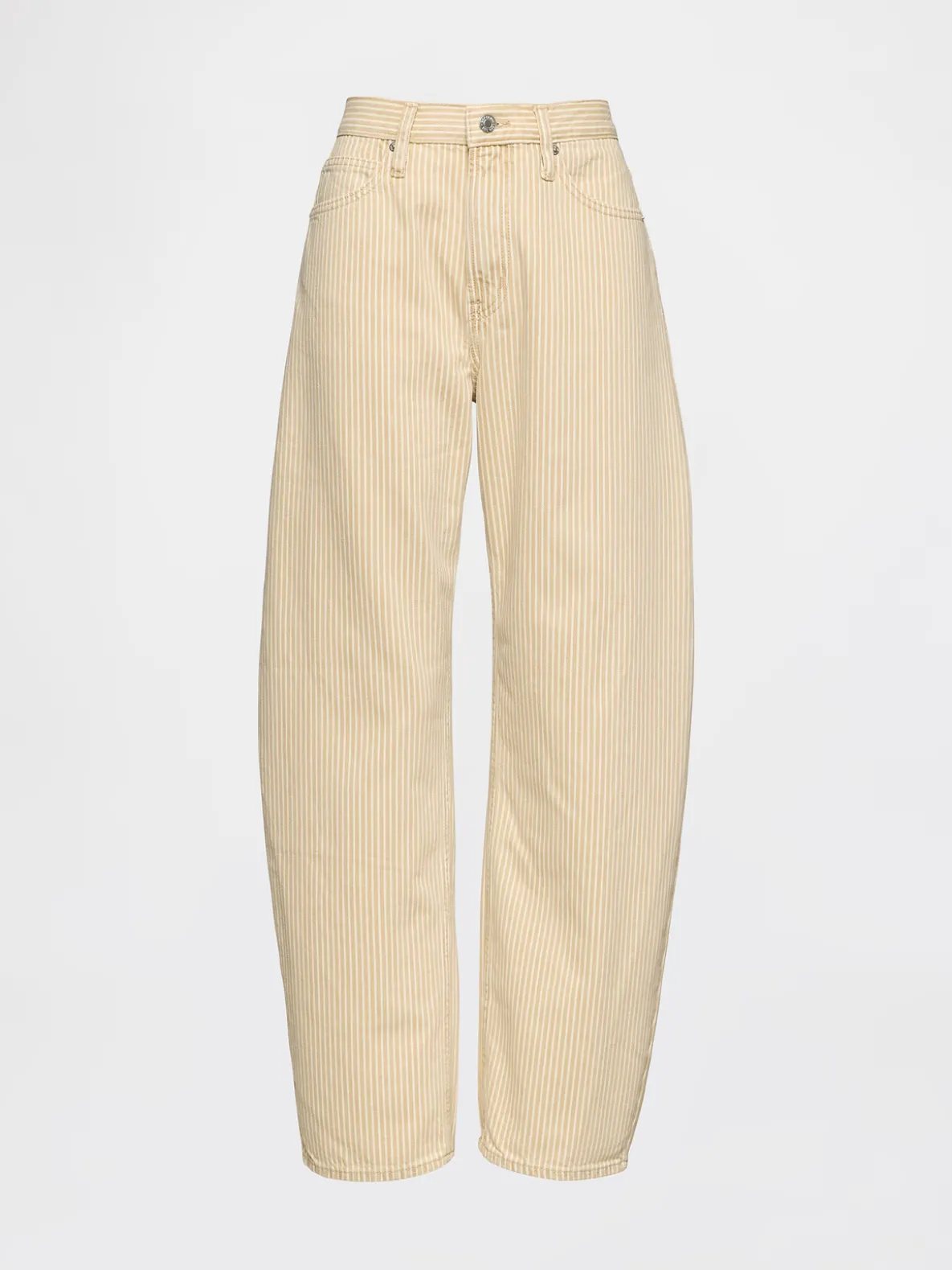 High Rise Khaki Stripe Barrel Jeans