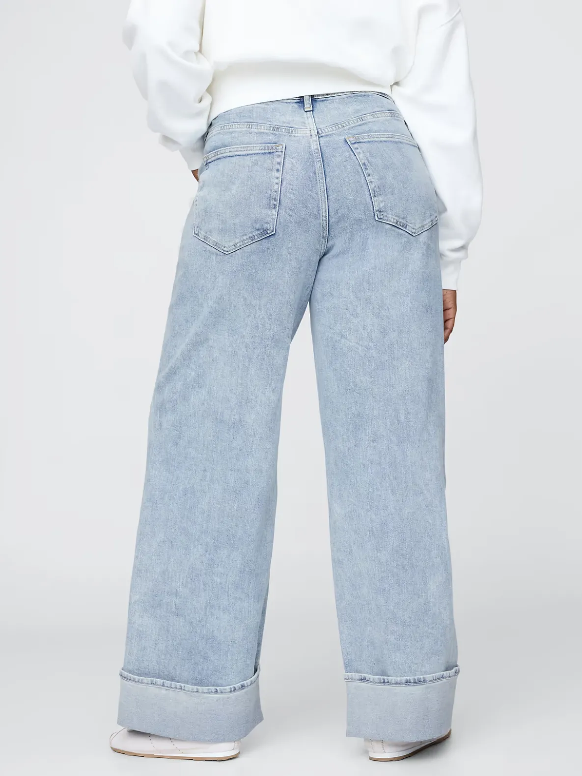 High Rise Stride Cuffed Wide-Leg Jeans