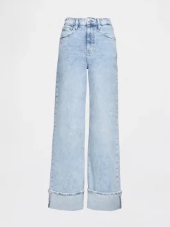 High Rise Stride Cuffed Wide-Leg Jeans