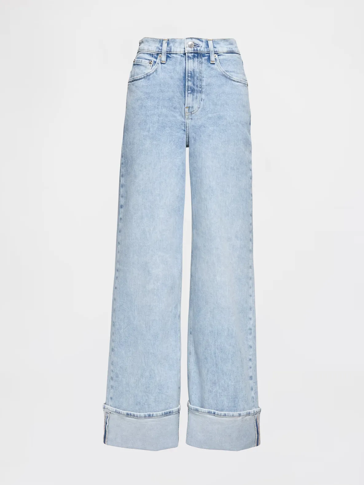 High Rise Stride Cuffed Wide-Leg Jeans