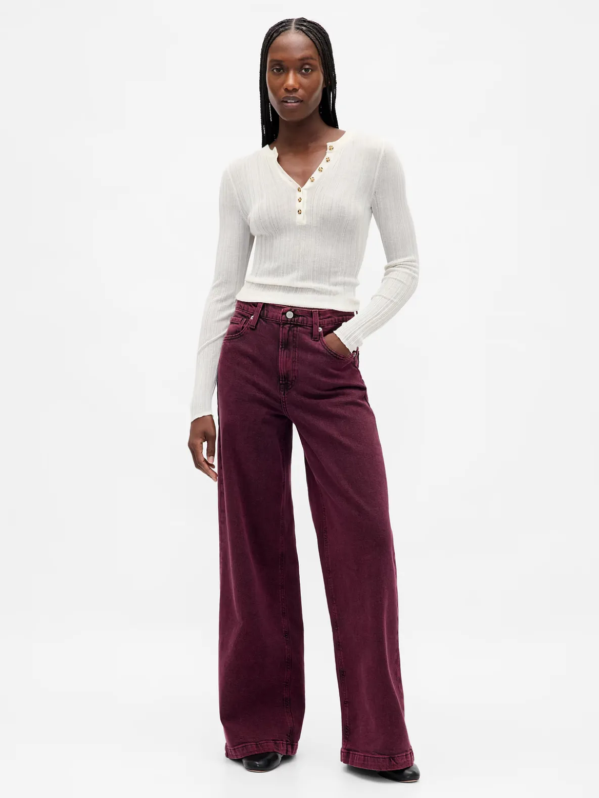 High Rise Stride Wide-Leg Jeans