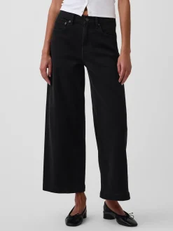 High Rise Stride Wide-Leg Ankle Jeans