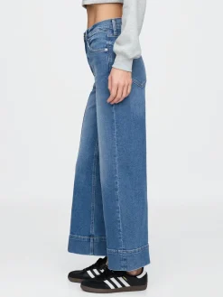 High Rise Stride Wide-Leg Ankle Jeans