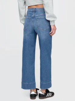 High Rise Stride Wide-Leg Ankle Jeans