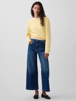 High Rise Stride Wide-Leg Ankle Jeans