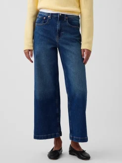 High Rise Stride Wide-Leg Ankle Jeans