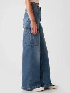 High Rise Stride Wide-Leg Cargo Jeans
