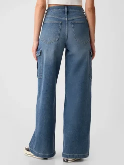 High Rise Stride Wide-Leg Cargo Jeans