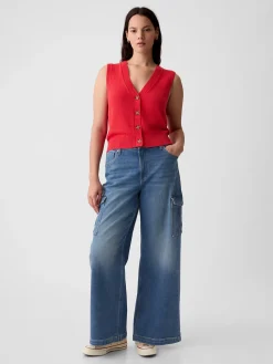 High Rise Stride Wide-Leg Cargo Jeans
