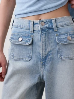 High Rise Stride Wide-Leg Ankle Jeans