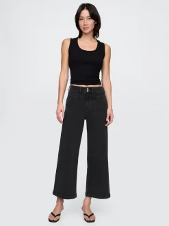 High Rise Stride Wide-Leg Ankle Jeans