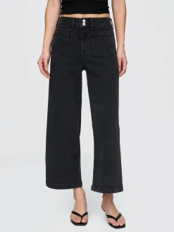 High Rise Stride Wide-Leg Ankle Jeans