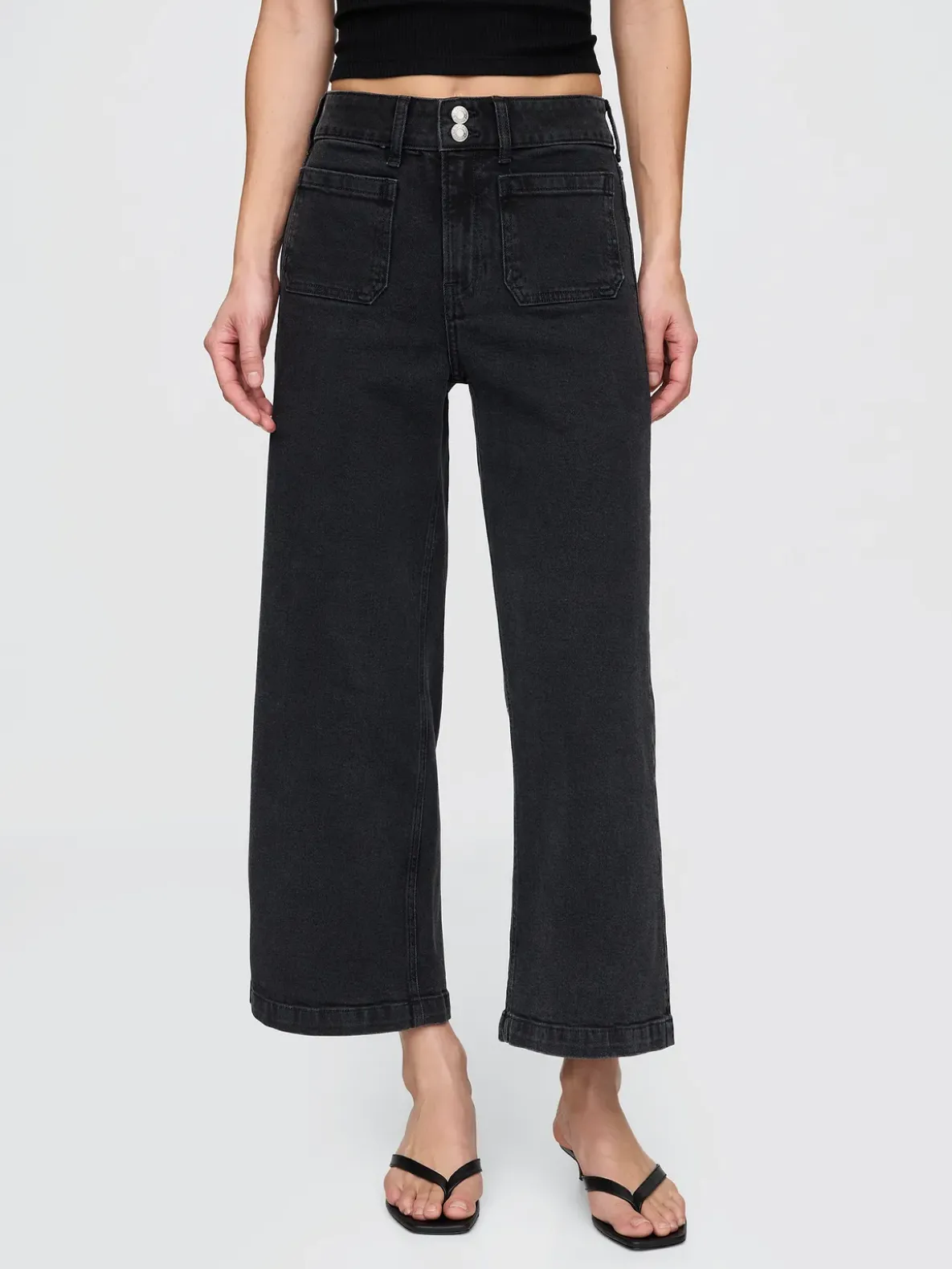High Rise Stride Wide-Leg Ankle Jeans