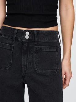 High Rise Stride Wide-Leg Ankle Jeans