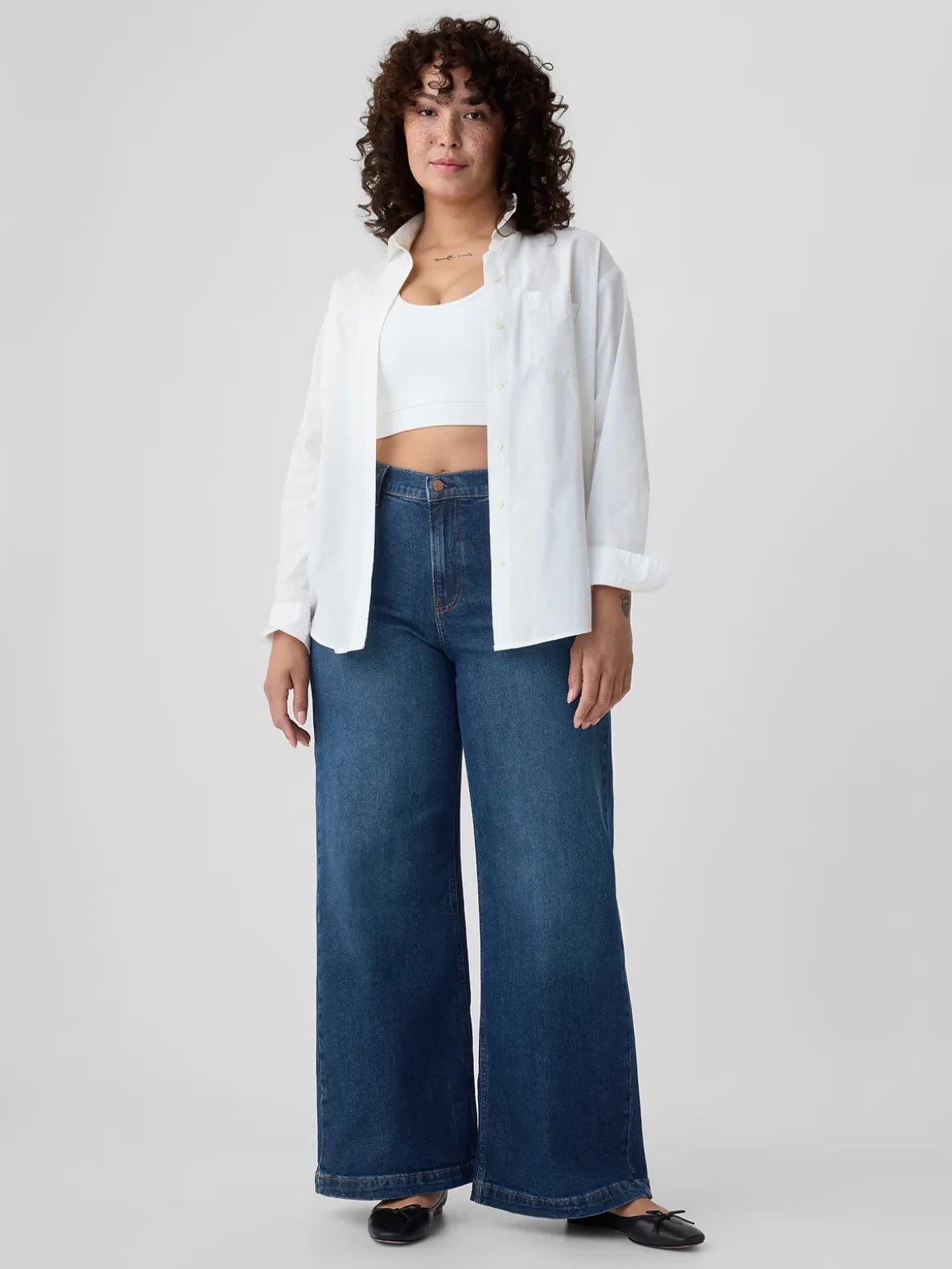 High Rise Stride Wide-Leg Jeans