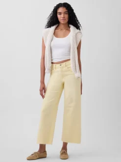 High Rise Stride Wide-Leg Ankle Jeans