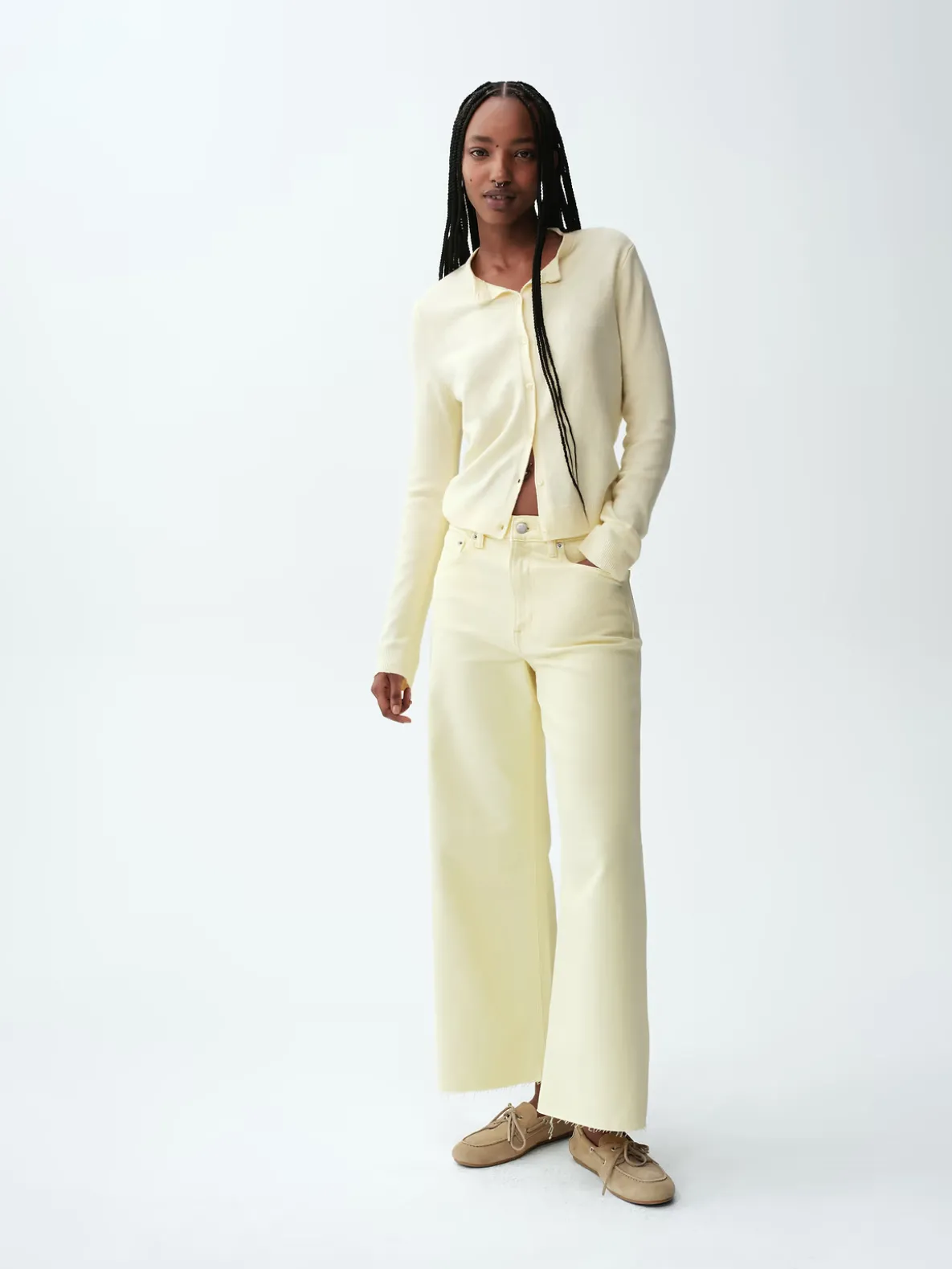 High Rise Stride Wide-Leg Ankle Jeans