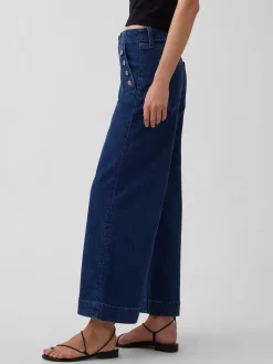 High Rise Stride Wide-Leg Ankle Sailor Jeans