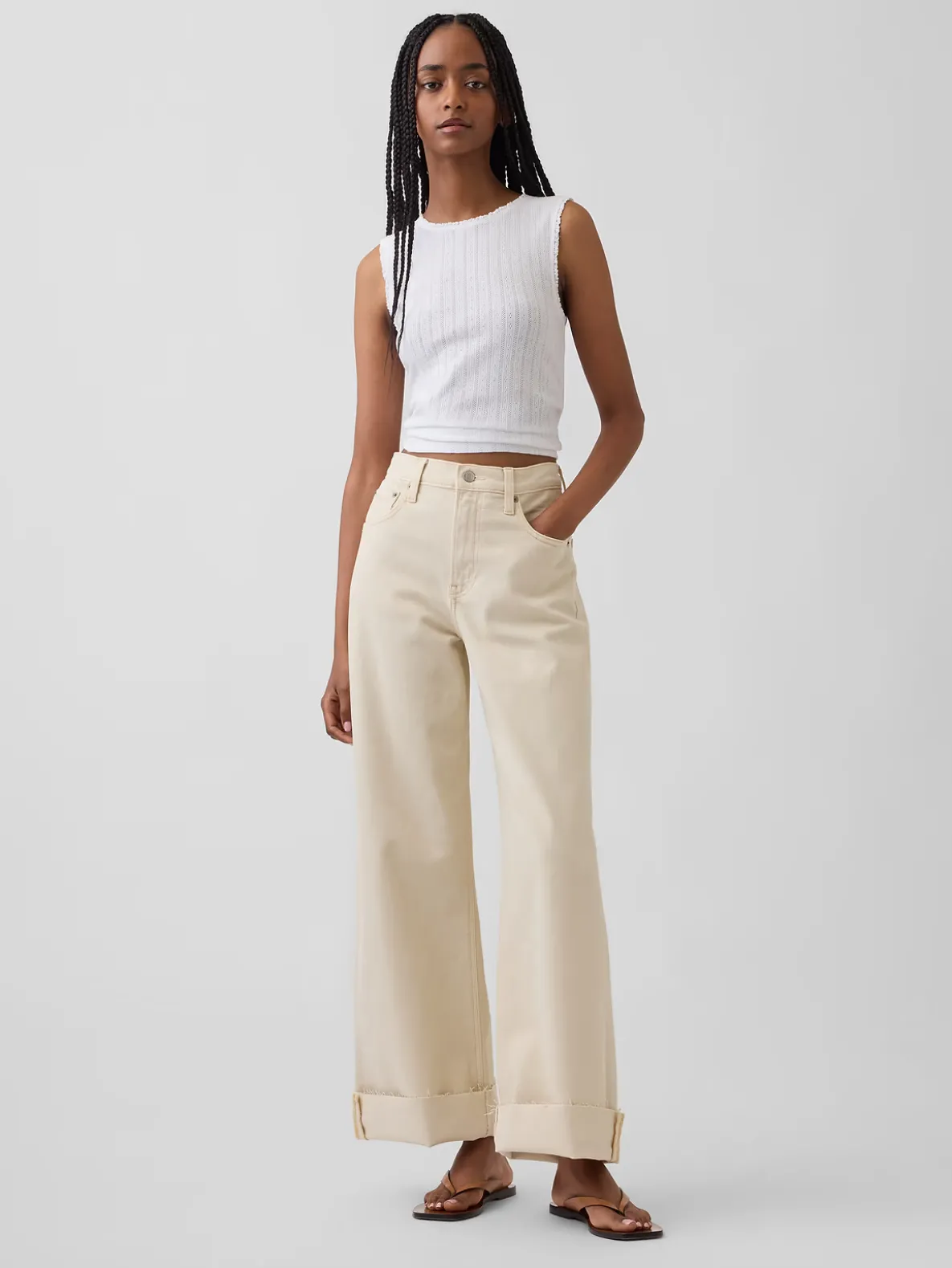 High Rise Stride Wide-Leg Ankle Jeans