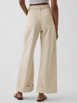 High Rise Stride Wide-Leg Ankle Jeans