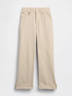 High Rise Stride Wide-Leg Ankle Jeans