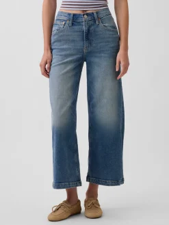 High Rise Stride Wide-Leg Ankle Jeans