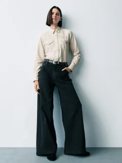High Rise Stride Wide-Leg Jeans