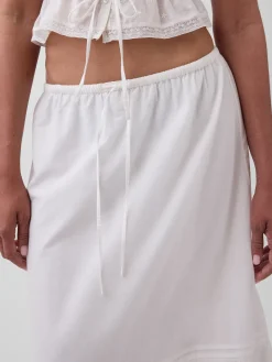 High Rise Tiered Lace-Trim Maxi Skirt