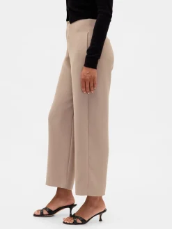 High Rise Twill Straight Ankle Pants