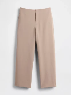 High Rise Twill Straight Ankle Pants