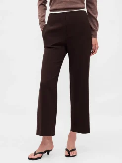 High Rise Twill Straight Ankle Pants