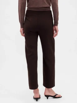High Rise Twill Straight Ankle Pants