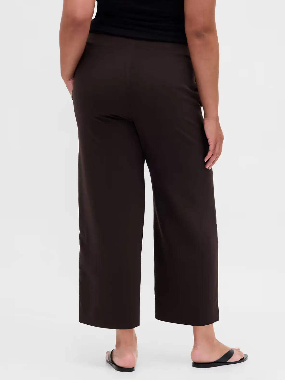 High Rise Twill Straight Ankle Pants