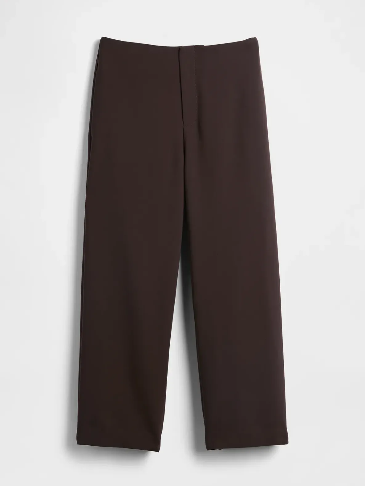 High Rise Twill Straight Ankle Pants