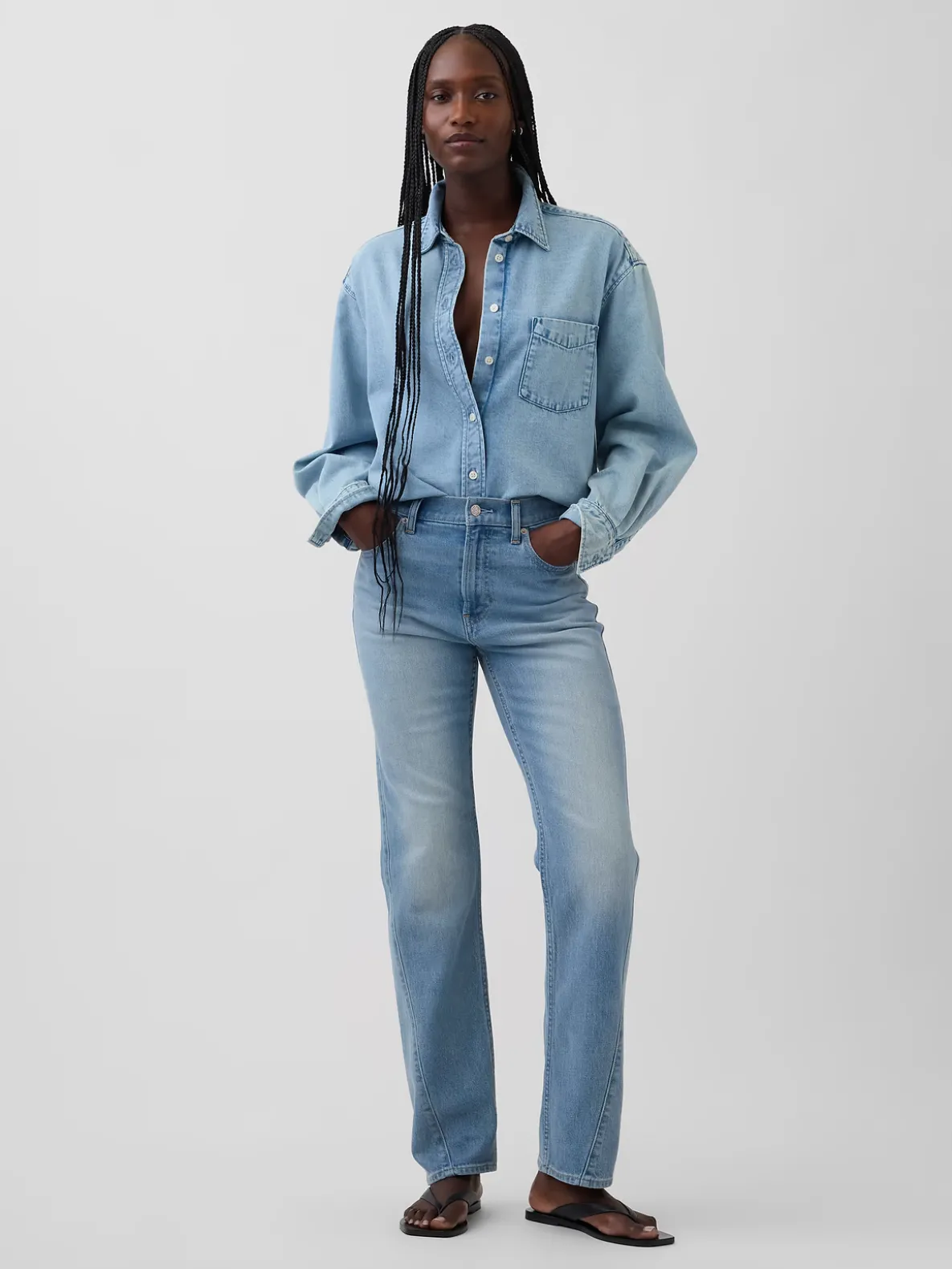 High Rise Twisted-Seam '90s Slim Straight Jeans