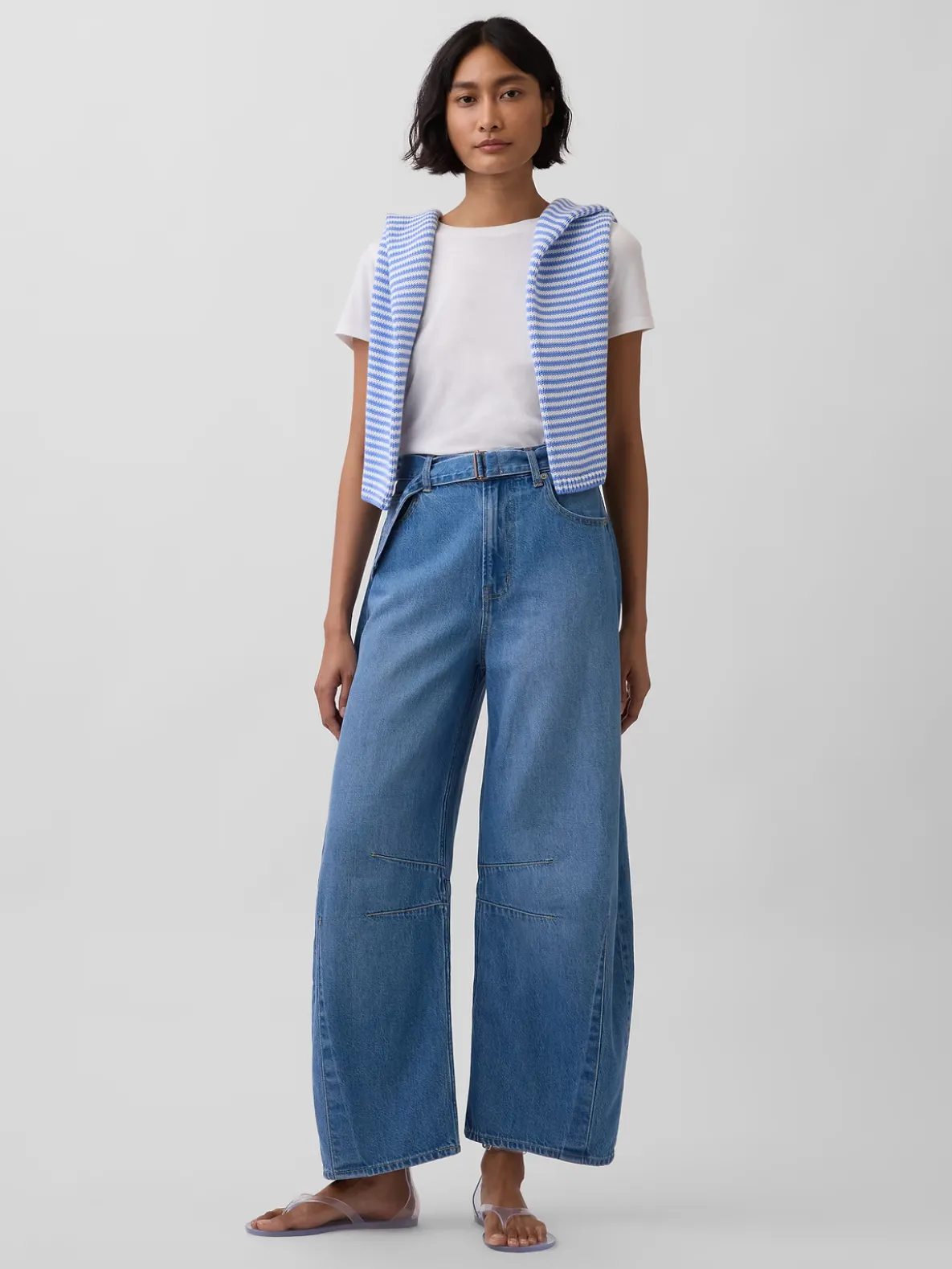 High Rise UltraSoft Belted Horseshoe Jeans