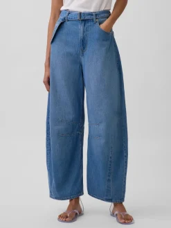 High Rise UltraSoft Belted Horseshoe Jeans