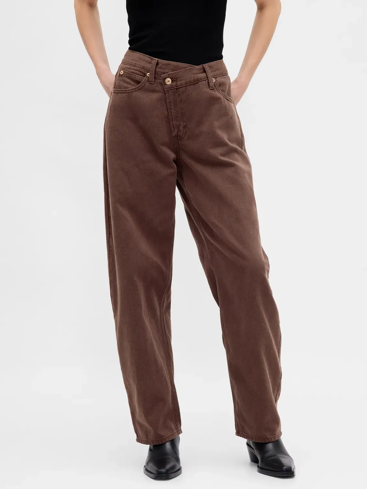 High Rise UltraSoft Crossover Barrel Jeans