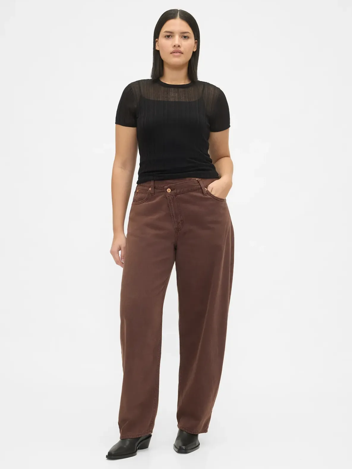 High Rise UltraSoft Crossover Barrel Jeans