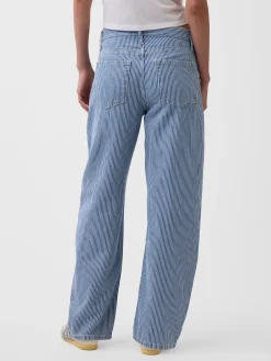 High Rise UltraSoft Denim Stripe Barrel Jeans