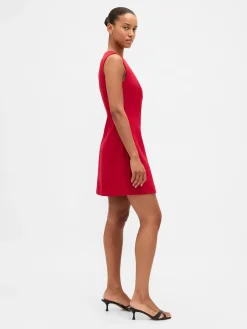 High-Neck Mini Shift Dress