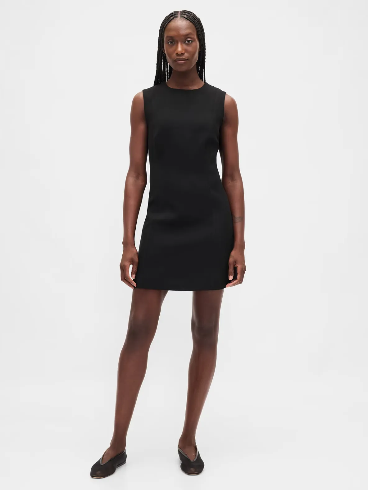 High-Neck Mini Shift Dress