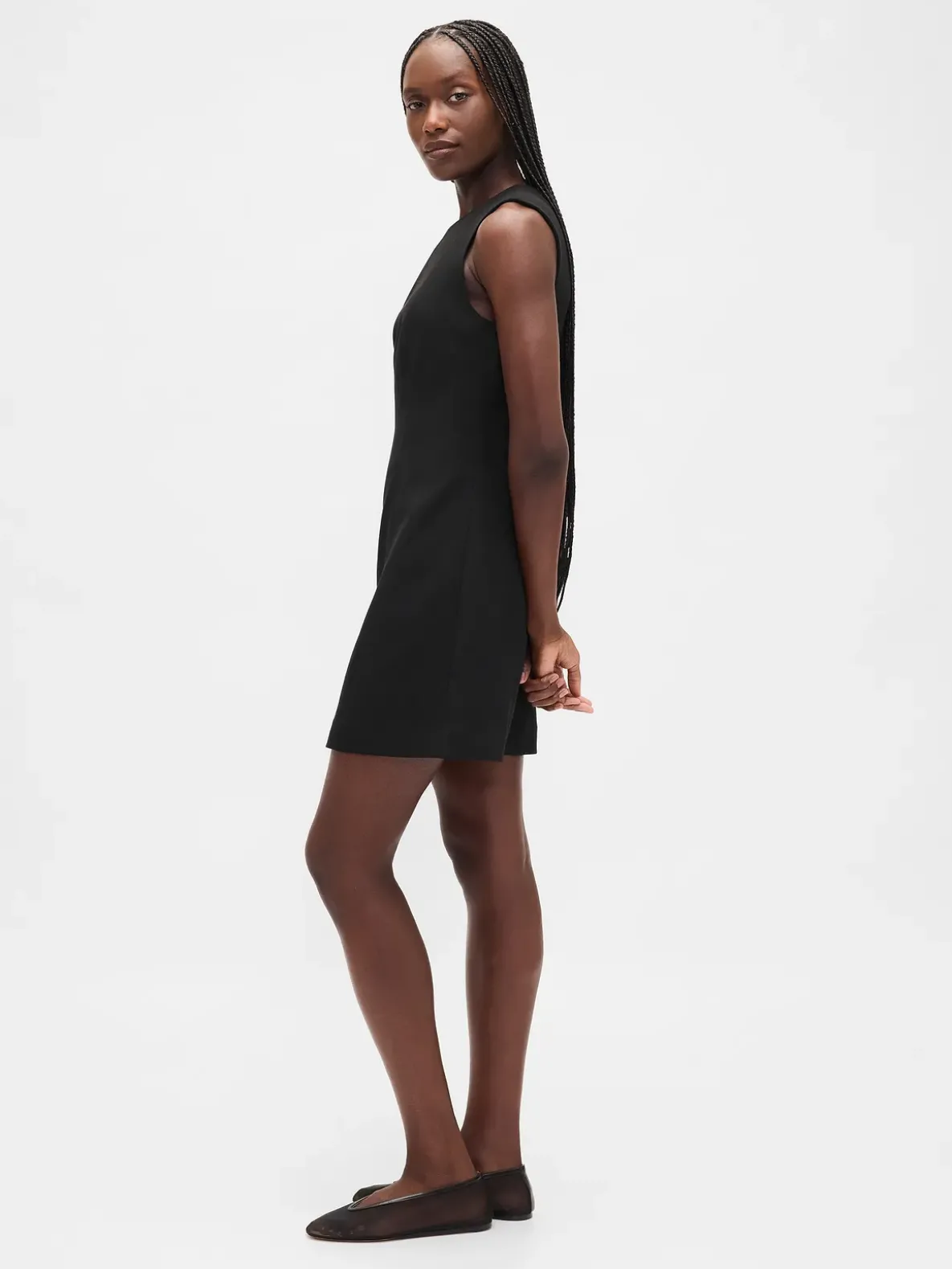 High-Neck Mini Shift Dress