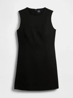 High-Neck Mini Shift Dress
